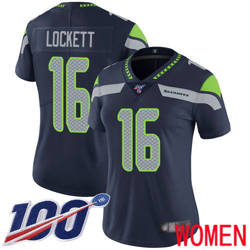 Seattle Seahawks Limited Navy Blue Women Tyler Lockett Home Jersey NFL Football 16 100th Season Vapor Untouchable